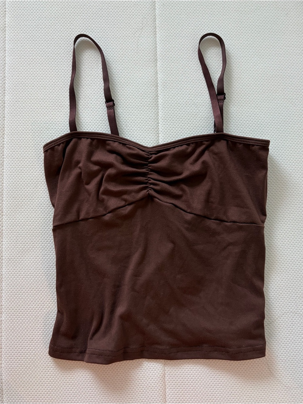 Brown Ruched Cami Tank Top
